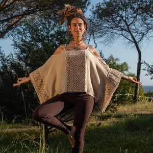 Bohemian Hand Block Printed Poncho <b>Top</b> Open Shoulder Cotton <b>Festival</b> Blouse Flowy Lightweight Summer <b>Top</b> Boho Style for Women - Product Image 1