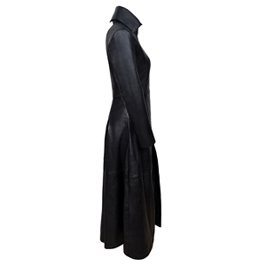 Abrigo Largo de Cuero Genuino Napa para Mujer, Estilo Vampiro, Marca Privada, Personalizable - Product Image 2