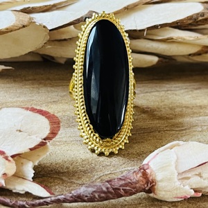 High Demand Latest Black Onyx <b>Ring</b> Cock Tail Brass <b>Ring</b> Chunky 18k Gold Plated Long <b>Statement</b> <b>Ring</b> Wholesale <b>Ring</b> For Women - Product Image 1