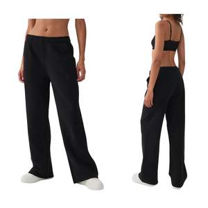 Pantalones de chándal de invierno para mujer con encaje, de pierna ancha, cintura media, ajuste regular, estilo lounge, casual, streetwear, OEM al por mayor - Product Image 1