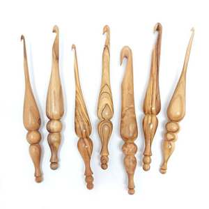 Premium Sheesham Wood Simple Straight Crochet Hooks <b>Set</b> 13 Hooks Natural Hand Turned Ergonomic Portable Hand Knitting - Product Image 5