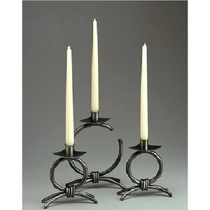 Vintage Iron Taper <b>Candlestick</b> <b>Holder</b> with Triple Scroll Base for Home Decoration - Product Image 3