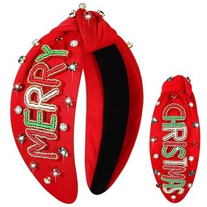 <b>Red</b> <b>Sequin</b> Headband with Beaded Flower Embroidery Handmade Party Wedding Hair Accessory - Product Image 6