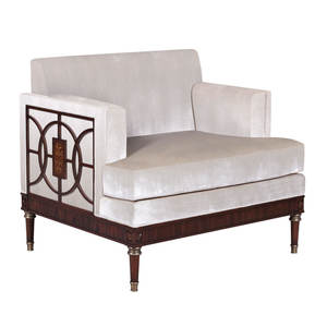 Fauteuil d'appoint de luxe fait main en bois d'acajou massif avec revêtement en velours pour salon, bureau à domicile et appartement - Product Image 1