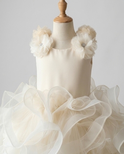 Robe de bal de princesse en velours satiné ivoire uni avec volants pour filles de 1 à 12 ans, idéale pour mariage et anniversaire, OEM - Product Image 5