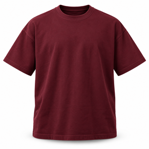 Camiseta de corte holgado color borgoña intenso, 280 g/m², algodón hilado en anillo de alto gramaje, lisa, estilo streetwear, para hombre, venta al por mayor, suministro a granel - Product Image 1