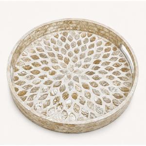 Bandeja Redonda Artesanal con Incrustaciones de Madreperla, Centro de Mesa de Lujo para Café, Plato de Servir con Patrón Mandala para Suministro Hotelero - Product Image 3