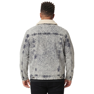 Chaqueta vaquera desgastada para hombre con cuello de piel, botones frontales, estilo casual de invierno, ajuste holgado, cortavientos, transpirable, ecológica, tipo abrigo vaquero con bolsillos en el pecho. - Product Image 5