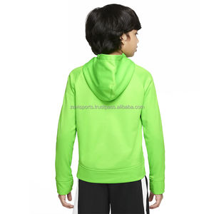 เสื้อมีฮู้ดแบบสวมหัวสำหรับเด็กสีเขียวเสื้อมีฮู้ดผ้าฟลีซผ้าฝ้ายสีทึบเสื้อสวมหัวสำหรับเด็ก - Product Image 2