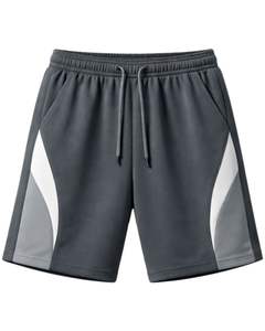 Men Gray Color Block Jersey Shorts Casual Summer Cotton Polyester Drawstring <b>Elastic</b> Waist Gym Sports Shorts Wear OEM Supplier - Product Image 1