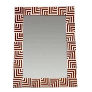 Miroir mural rectangulaire avec cadre à motifs géométriques pour montage mural, couloir, salon, chambre, salle de bain, décoration intérieure - Product Image 1