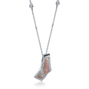 Luxury Women's 18K <b>Solid</b> Gold Diamond Pendant <b>Necklace</b> Rhodium Plated Geometric Design Everyday Wear - Product Image 2