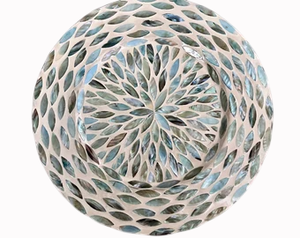 Assiette de présentation ronde en bois, style marocain, incrustation nacre, motif floral, pour table de mariage de luxe - Product Image 4