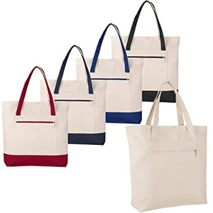 2026 High Quality Custom Wholesale <b>Canvas</b> <b>Tote</b> Bag Hot Selling Medium Size Zipper Reusable Shopping Bags Letter Logo - Product Image 5