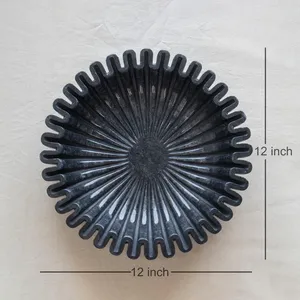 Bol décoratif en marbre de haute qualité, design contemporain, fait main, en forme de fleur, pour comptoirs et présentoirs - Product Image 2