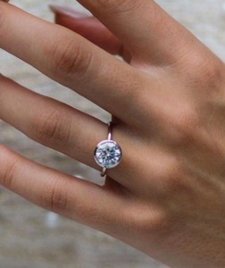 Round Cut Bezel <b>Set</b> Diamond Birthstone Birthday Gift <b>Ring</b> <b>for</b> <b>Women</b> Sterling Silver Jewelry Daily Wear Fashion Statement - Product Image 2