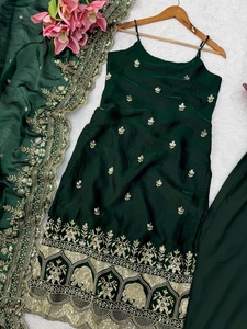 Green <b>Kurti</b> Set With Embroidered Dupatta With Loose Fit For Traditional <b>Indian</b> Women Ethnic Wear Casual Style - Product Image 5