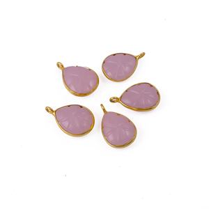 Venta al por mayor DIY Calcedonia colgante Rosa lágrima piedra preciosa tallada chapado en oro bisel hecho a mano conector de latón para la fabricación de joyas - Product Image 3