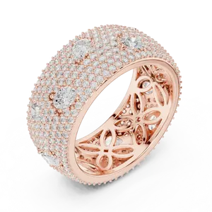 Bague de déclaration en diamant de laboratoire, or massif 18 carats, 3,19 CTW, formes mélangées, pavé complet, couleur E, bague de luxe pour anniversaire - Product Image 6