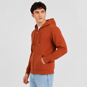 Mens zipper hoodie with clean modern shape and soft breathable construction perfect for layering travel and comfortable daily - Product Image 5