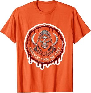 Men's Light Blue <b>Gothic</b> Skull T-Shirt With Blood Drip Design Short Sleeve O-Neck Regular Fit Printed Pattern Front Logo - Product Image 4