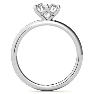 Bague de fiançailles classique en moissanite ronde brillante en or blanc 14 carats, solitaire à 6 griffes, pour demande en mariage - Product Image 6