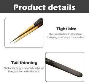 Pinces à épiler professionnelles de haute qualité en acier inoxydable durable pour extensions de cils et sourcils, pour une pose facile des cils - Product Image 3