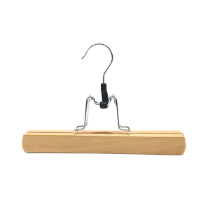 Cintres en bois avec pinces, crochet en acier inoxydable, antidérapants, anti-empreintes, pinces pour jupes, cintres en bois avec logo - Product Image 4
