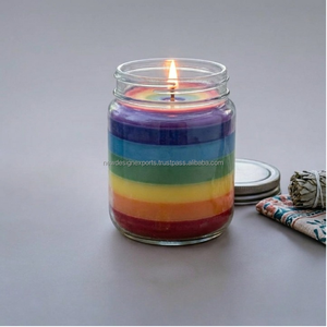 Custom Multi Color 7 Chakra Mason Jar <b>Candle</b> <b>Bulk</b> Sourcing Energy Healing Sacred Flames Gift - Product Image 3