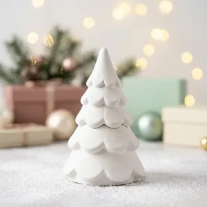 Handmade Collection White Resin Pine Shape Christmas <b>Tree</b> Small Indoor Tabletop Decor Durable Modern Style Eco-Friendly - Product Image 3