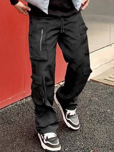 Pantalon cargo pour homme, taille élastique, séchage rapide, coupe ample, couleur unie, vêtements décontractés d'extérieur avec poches, toutes saisons - Product Image 2