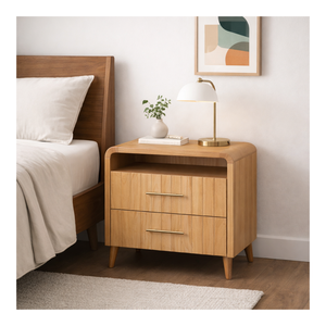 Elegante Mesita de Noche de Madera con 2 Cajones, Mueble de Dormitorio Moderno, Diseño Personalizado OEM ODM - Product Image 1