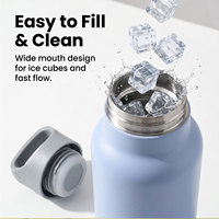 Bouteille d'eau isotherme premium en acier inoxydable 18/8 à double paroi, isolation sous vide, garde le froid 24h et le chaud 12h, idéale pour le sport et le yoga