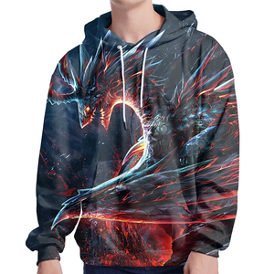 Nouveautés en matière de vêtements : sweat à capuche en molleton polyester/coton écologique à impression numérique 3D, coupe classique, taille adulte - Product Image 6