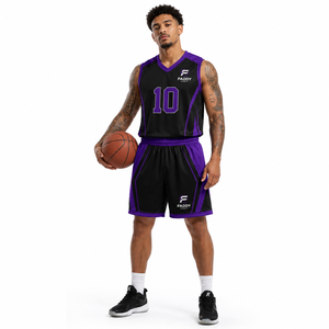 Ensemble d'uniformes de basketball personnalisés par sublimation, maillot et short d'entraînement respirants en mesh à séchage rapide, vêtements de sport en gros pour hommes - Product Image 3