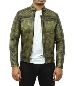Blouson de motard en cuir de vachette souple, vêtement d'extérieur élégant et décontracté, cuir véritable de haute qualité, coupe ajustée, design tendance et à la mode - Product Image 5