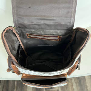 Nueva mochila manual de cuero a cuadros con diseño cónico para llevar con el pelo, mochilas para pañales de diseño único, duraderas para uso diario - Product Image 6