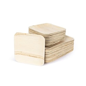 Assiettes en feuilles d'arec naturelles pour une présentation culinaire haut de gamme, 10 pouces, forme carrée, pour dîner, collations et fêtes 2026 - Product Image 1