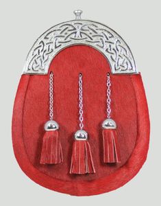 Sporrans de piel de becerro roja cromada de diseño nuevo, la mejor calidad OEM al por mayor, precio de mayoreo, Sporrans de vestir completos de calidad. - Product Image 1