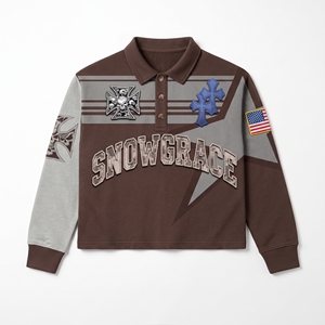 เสื้อโปโลแขนยาวลายทาง Snowgrace ปกคอปก ทรงปกติสำหรับผู้ใหญ่ ยูนิเซ็กซ์ ปักโลโก้ด้านหน้า ใส่ได้ทุกฤดู - Product Image 1
