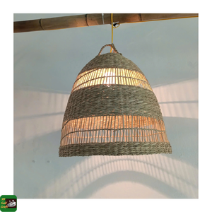 Lampe de plafond artisanale en bambou chromé poli 99 GOLD DATA, écologique, pour la décoration intérieure de la maison, des cafés, des restaurants et des complexes hôteliers, ambiance chaleureuse - Product Image 2