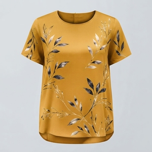 T-shirts décontractés d'été pour femmes en toile imprimée, dernier design, faible MOQ - Prix direct usine - Product Image 3