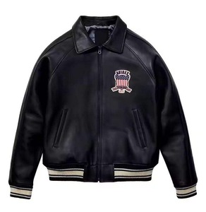 Chaqueta de Cuero Avirex de Primera Calidad, Piel de Cordero Genuina, Cuero Suave, Parches Personalizados, Estilo Retro, Chaqueta Avirex para Hombre - Product Image 1