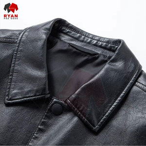 Chaqueta de Cuero Premium para Hombre, Color Sólido, Logotipo Personalizado, Servicios OEM y ODM de Alta Calidad - Product Image 2