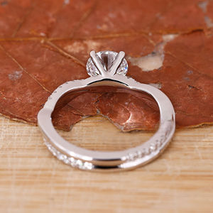 Sparkling Moissanite and Lab Grown Diamond Cross <b>Ring</b> Rose Gold Finish Wedding Engagement Jewelry - Product Image 2