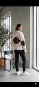 Chaqueta de Terciopelo Bordada para Mujer, Manga Larga, Frente Abierto, Patrón Suzani, Motivo de Ojo, Estilo Festivo - Product Image 2