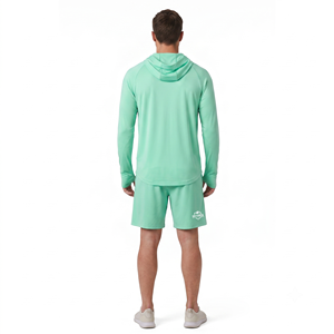 Quick Dry Unisex Solid Raglan Hooded Fishing Wear Long Sleeve <b>Top</b> <b>with</b> <b>Thumb</b> <b>Holes</b> - Product Image 2