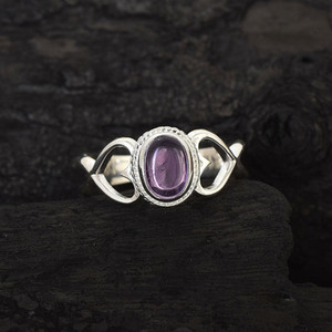 S925 Sterling Silver Purple Amethyst Gemstone <b>Ring</b> Boho Heart Handmade Design Elegant Wedding Fine Jewelry Band <b>Ring</b> For Women's - Product Image 5