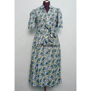 Robe faite main pour femmes et filles, chemise indienne en coton à imprimé floral, robe de nuit courte, maxi, douce, confortable, robe de mariée, vente en gros - Product Image 1