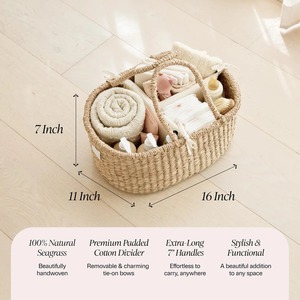 Seagrass <b>basket</b> for baby's belongings Handmade <b>Storage</b> <b>Basket</b> Wholesale eco-friendly Made in Vietnam - Product Image 2